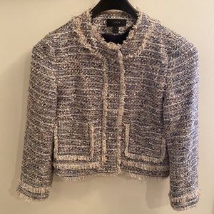 J Crew, navy, pink, cream tweed lady jacket, size 8